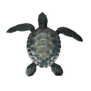 Blue Galvanized Metal Art Sea Turtle Wall Sculpture 19 inch